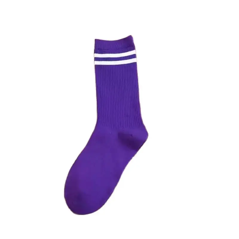 

Women Candy Color Cotton Parallel Bars Striped Sports Socks