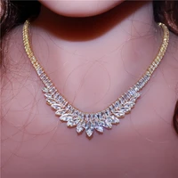 wholesale and retail luxury bride fashion crystal wedding earrings necklace set exquisite water drop zircon womens jewelry set