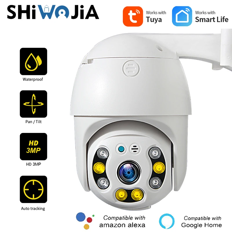 

SHIWOJIA 3MP Ptz наружная камера Wifi 4X Zoom Tuya Smart Life Cloud Alex камера видеонаблюдения s Action Cctv камера безопасности