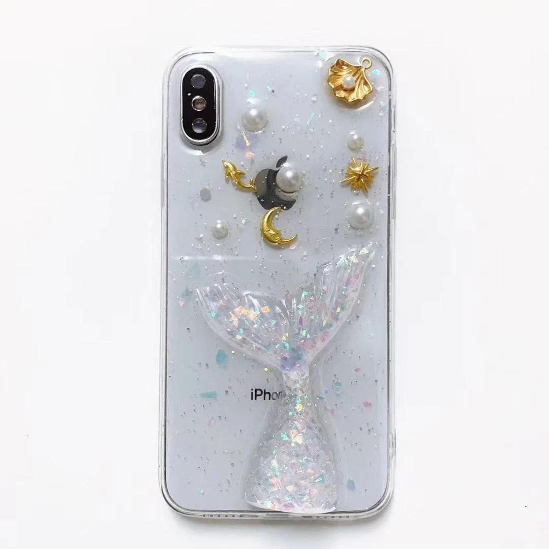 Блестящий телефонный чехол с Луной звездой дельфином для IPhone 6 S 7 8 Plus X XR XS MAX