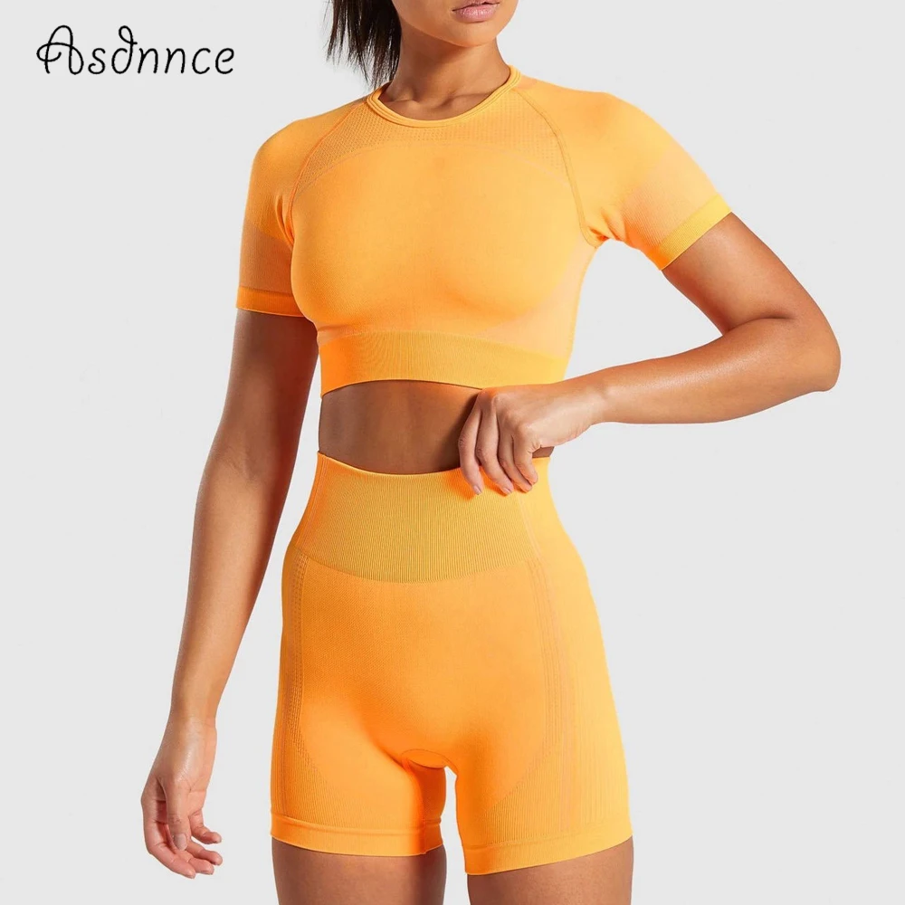Женский летний бесшовный комплект для йоги спортивная одежда спортзала