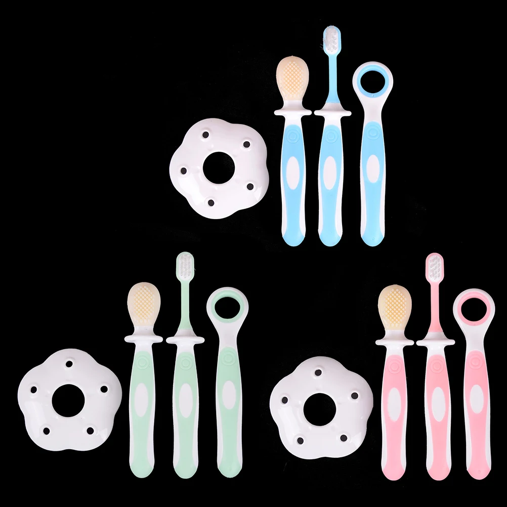 

Комплект детской зубной щетки из ПП ТПЭ с покрытием для языка, силиконовая Мягкая зубная щетка, двусторонняя зубная щетка, защитное кольцо