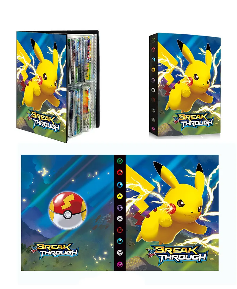 

240pcs Pokemon Playing Cards Map Display Binder Pikachu Photo Album Notebook GX VMAX EX Letters Protector Cards Book Folder