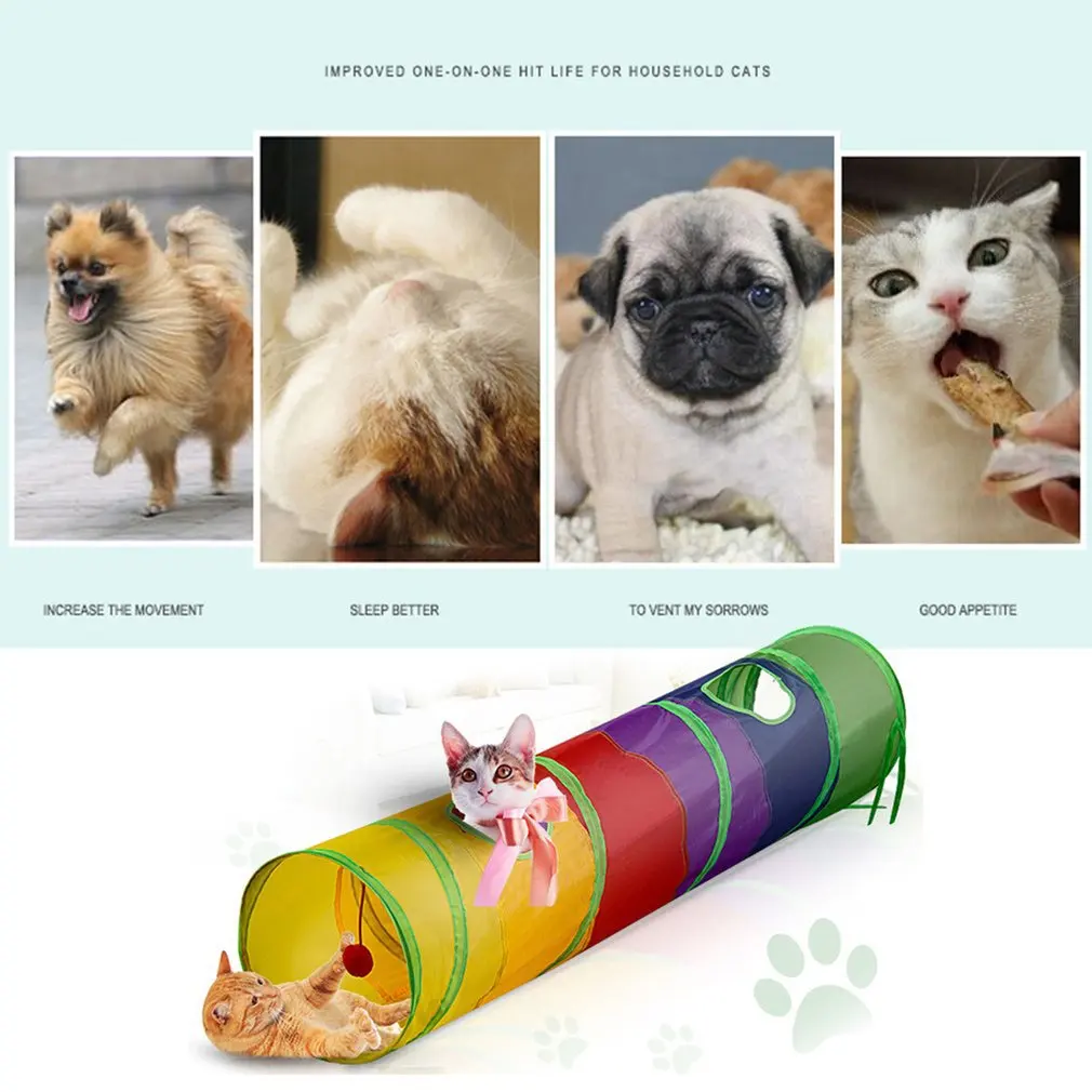 Лидер продаж туннель для кошек с 2 отверстиями радужная головоломка игрушка