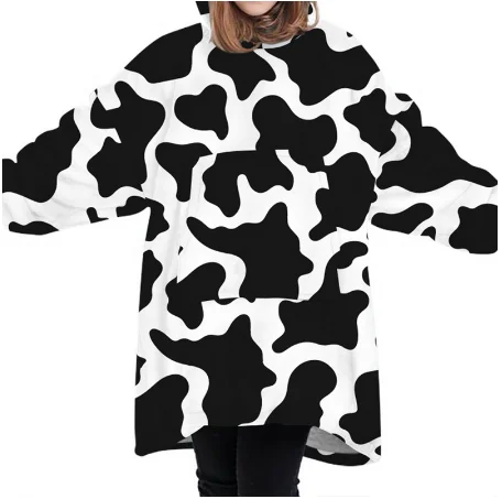 

Winter Sherpa Blanket Children Warm Printing Plush Coral Fleece Sherpa Blanket With Sleeves Hoodie Hooded Blanket Double-sided