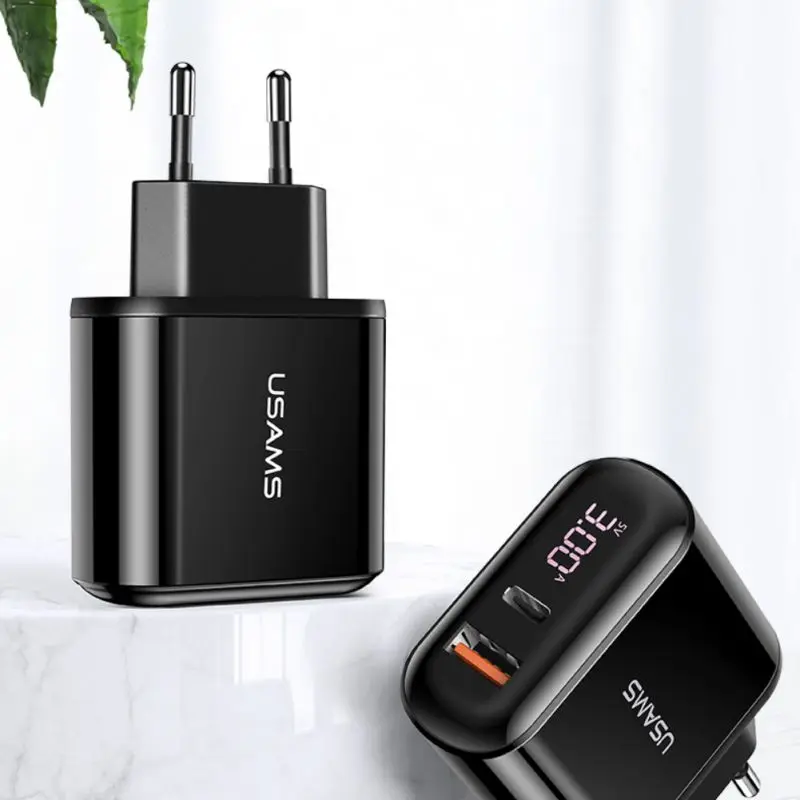 Настенное зарядное устройство с двумя портами цифровой дисплей быстрая зарядка 3