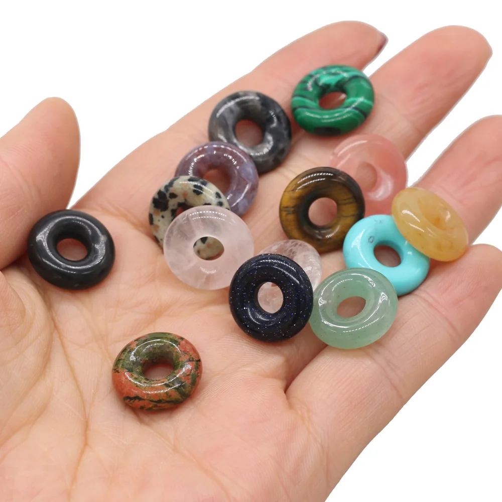 Natural Stones Pendant Turquoises Round Big Hole Loose Beads for jewelry making DIY Necklace Bracelet accessories Hole 7.5mm