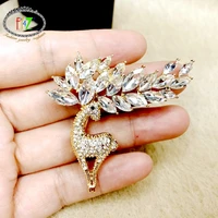 f j4z stunning brooches pins for women top qualtity sparkling crystal deer pins for scarf hat trend lady party dress jewelry