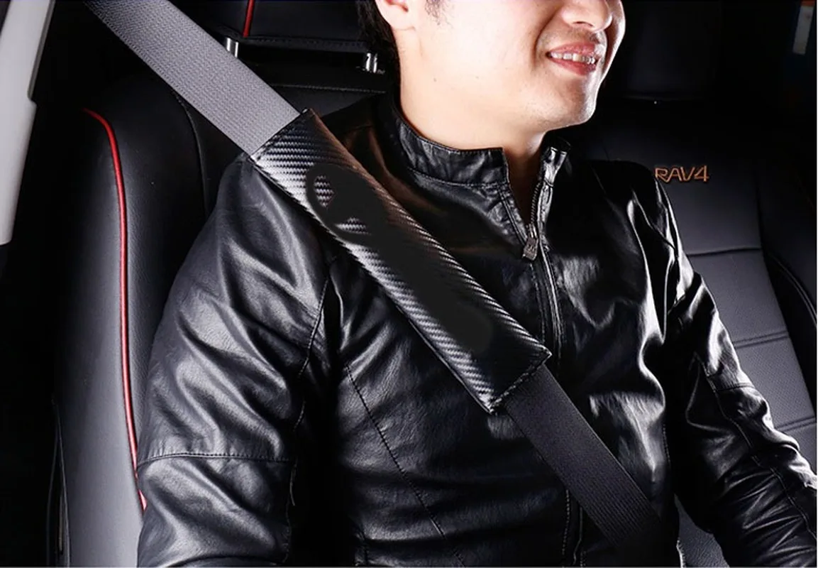 2 шт. Накладка для ремня безопасности автомобиля углеродное волокно наплечный