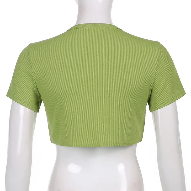 

Vintage Floral Women T-shirts Button Up Short Sleeve Casual Cropped Tees Sexy Y2K Kawaii Harajuku Club Clothing Summer SP1428