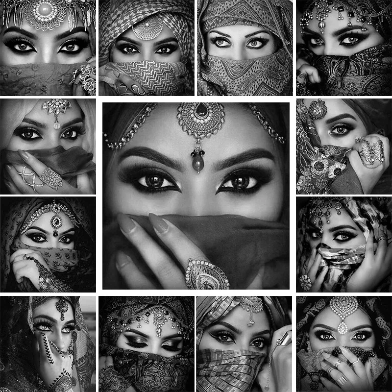 Черно белая полноразмерная/круглая Алмазная 5D картина сделай сам с вышивкой