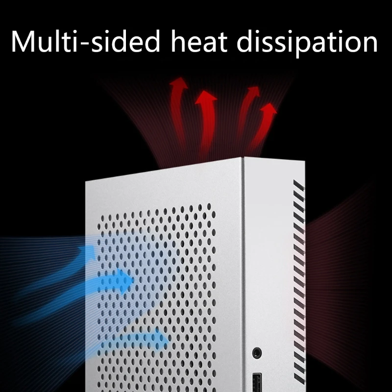 

Aluminum TX03 Mini ITX Case Computer Chassis HTPC Host Case Small Form Factor USB 2.0 ITX Enclosure Desktop Case(Silver)