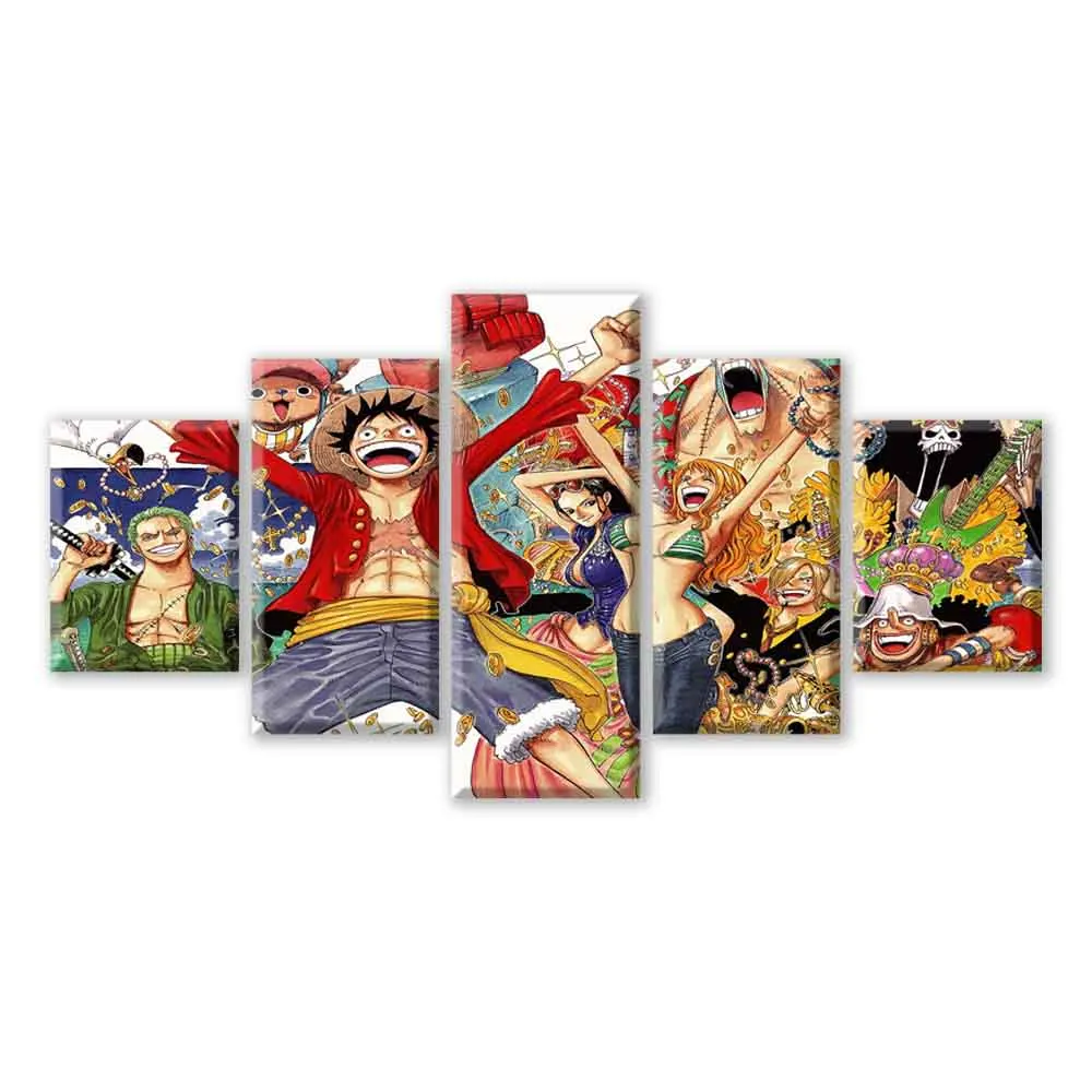 

5 Piece Anime Portgas D. Ace ONE PIECE Canvas Posters Painting Wall Pictures Modern Decorative Prints For Living Room Home Decor