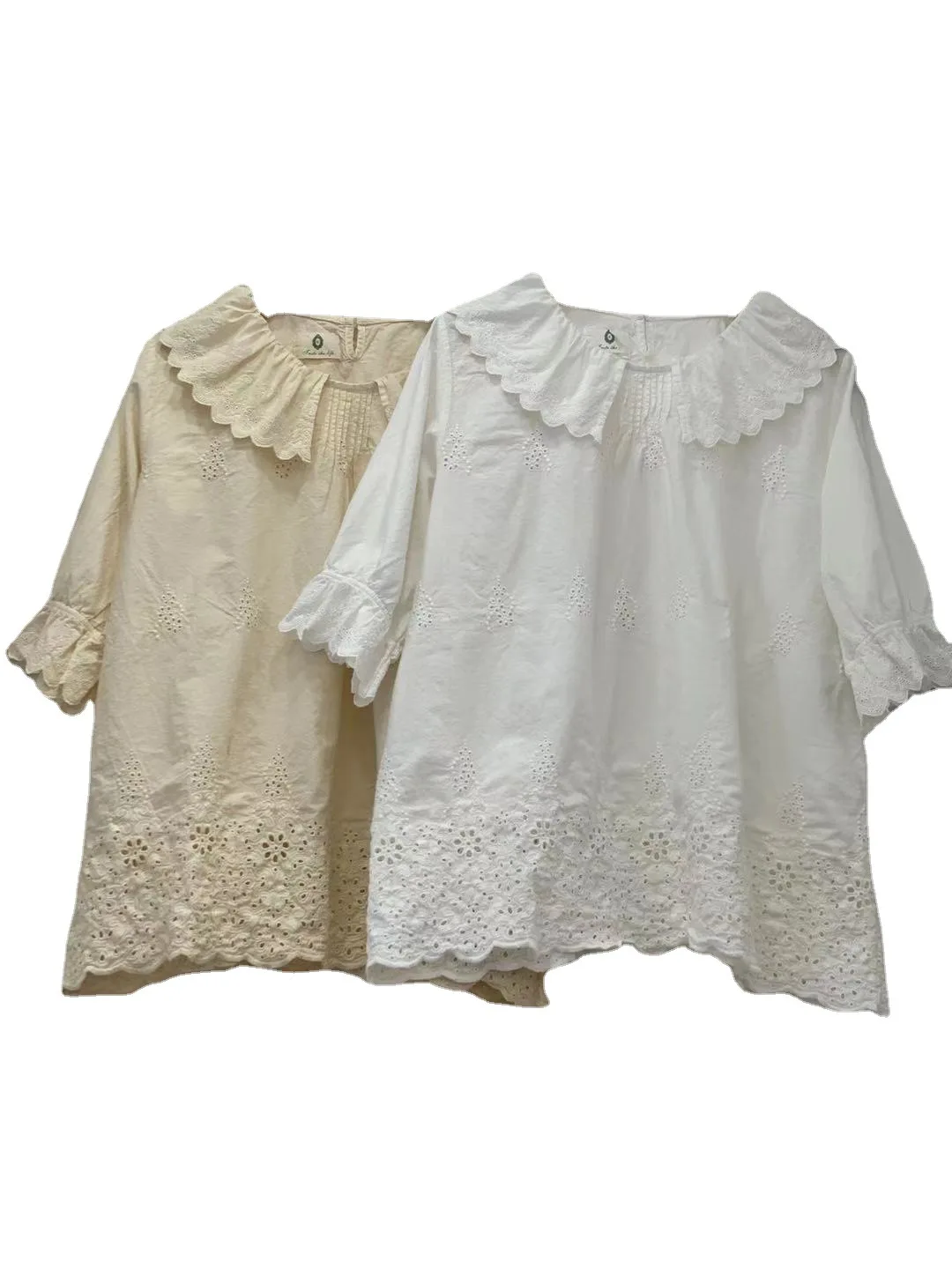 

2021 new summer women shirt tops sweet fresh solid embroidery short sleeve shirt female tops