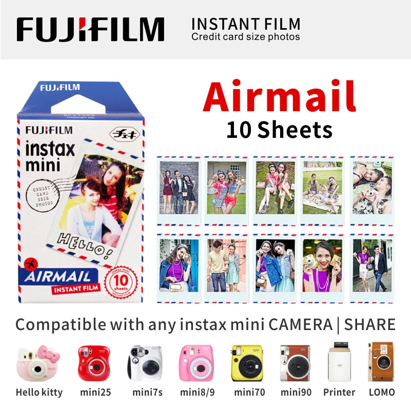 Airmail 10 Sheet ЖК-дисплея с подсветкой FUJIFILM FUJI INSTAX MINI 9 пленка глянцевая фотобумага в 1 пакет для SP1 SP2 70 7cs 8 25 90 50 Lomo - Цвет: Airmail 10 Sheet