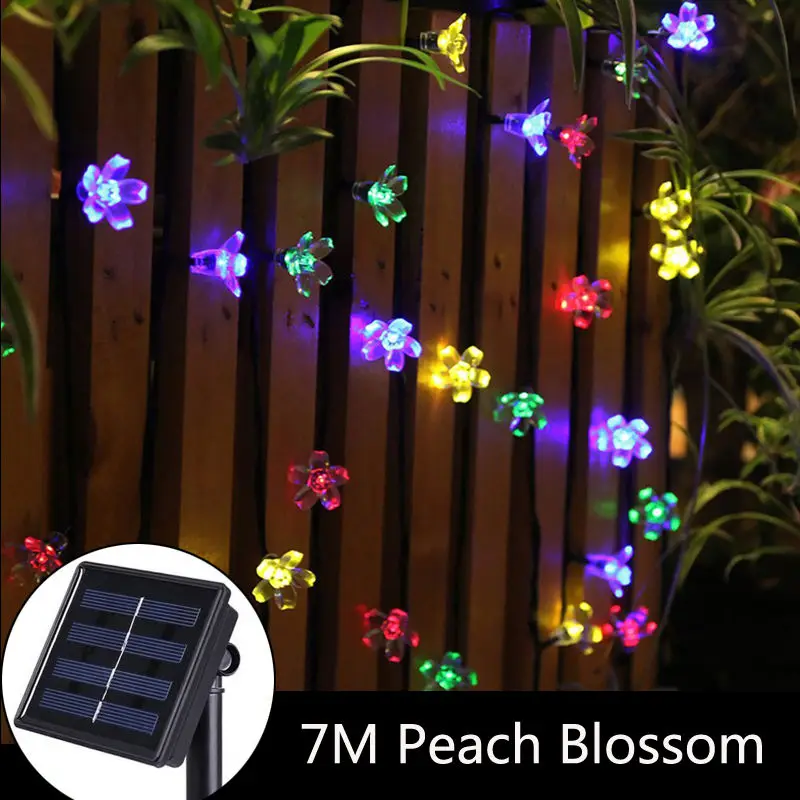 7 метров 50 Led Солнечная энергия сказочные гирлянды Цветущая Цветочная лампа