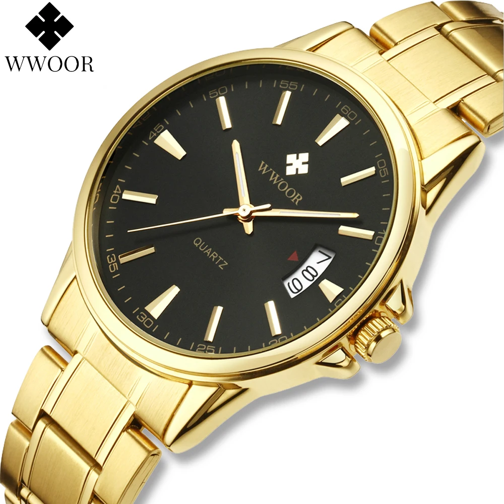 Men Watch WWOOR Automatic Date Fashion Stainless Steel Men WristWatch Top Brand Luxury Waterproof Quartz Clock Relogio Masculino