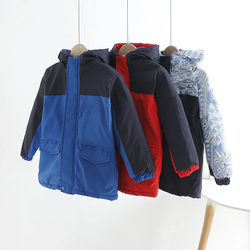 

Original Zebra Remember teenage girls winter cotton-padded clothes middle big boy patchwork hooded coat kids casual warm overcot