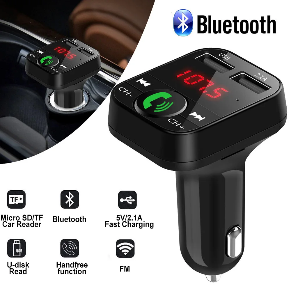 kdsafe bluetooth wireless car kit handfree lcd fm transmitter dual usb car charger 2 1a mp3 music tf card u disk aux player free global shipping