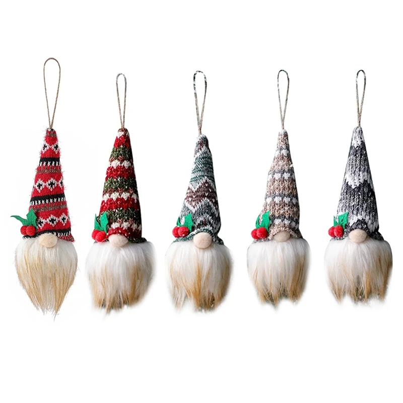 

Новогодние и рождественские украшения, новые 5 шт., Искусственная елка, вязаная подвеска, ангел, Топпер, собака, рождественские игрушки