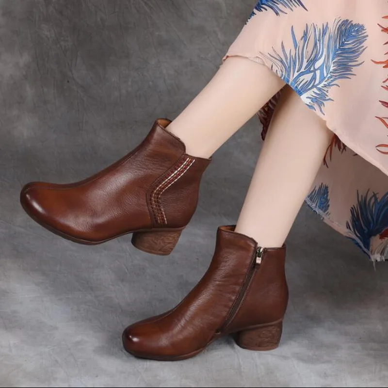 2020 Новинка Из натуральной кожи Сезон весна-лето модные удобные ботильоны на