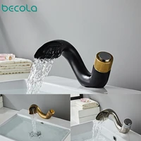 brushed basin faucet goldblack waterfall brass bathroom faucet classical mixer tap hot and cold sink faucet becola antique
