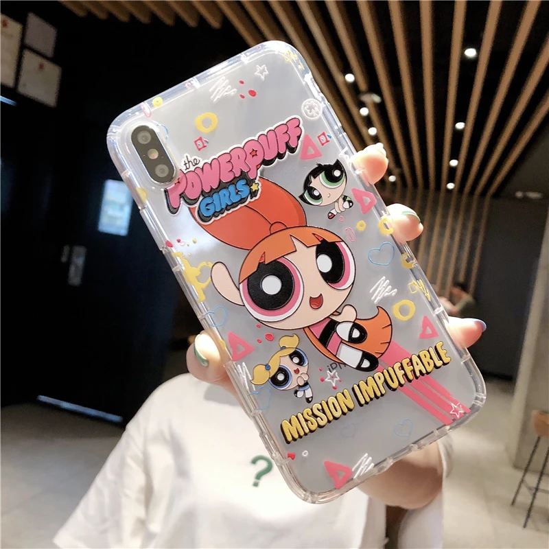 INS Cute US Powerpuff для девочек, полицейский чехол для iPhone 11 Pro X XS Max Xr 8 7 6 6s Plus, прозрачный мягкий чехол из ТПУ с рисунком