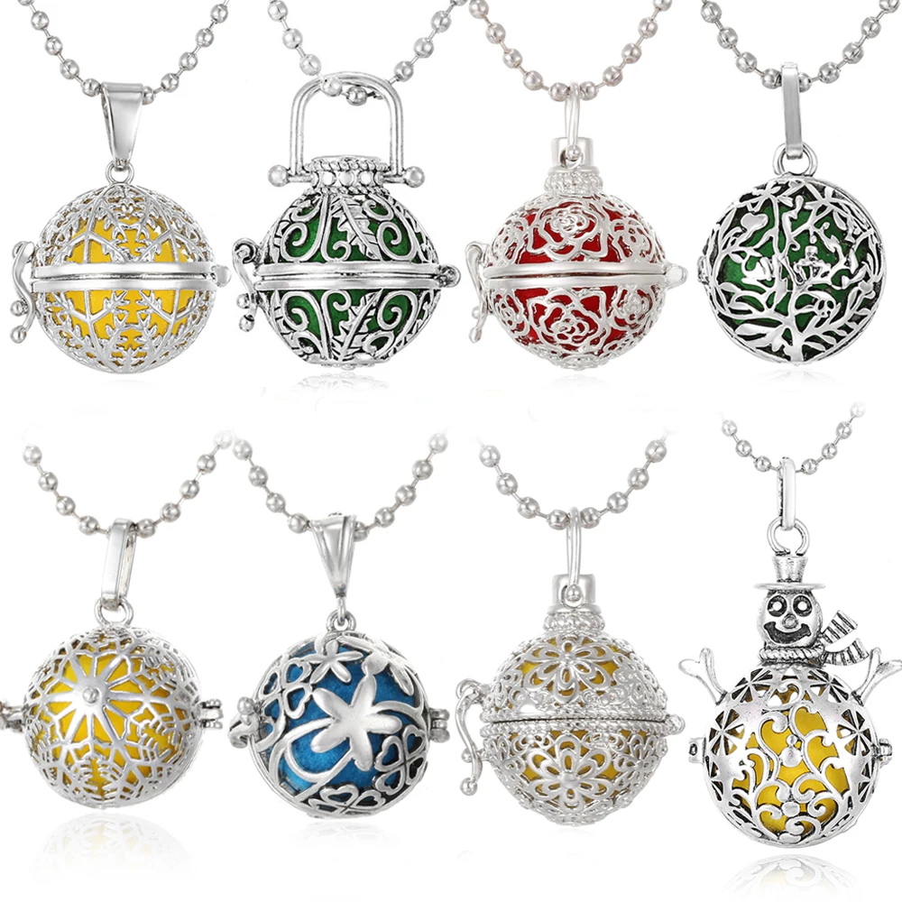 Ароматерапия диффузор ожерелье открытый снежинка снеговик Медальоны кулон