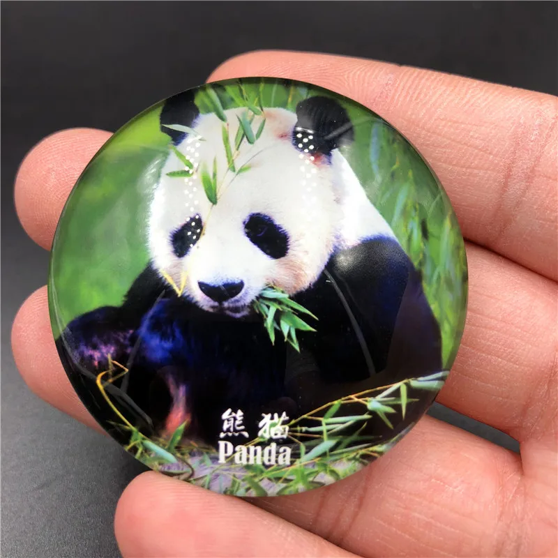 The Great Wall Decorative Magnets Chinese Panda Cute Qingming Shanghe Tu Creative Circle Crystal Fridge Magnet Souvenir | Дом и сад