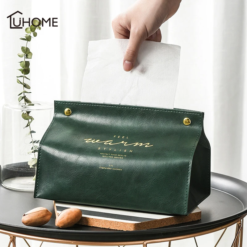 Шикарный чехол для салфеток роскошный из искусственной кожи золотой с надписью