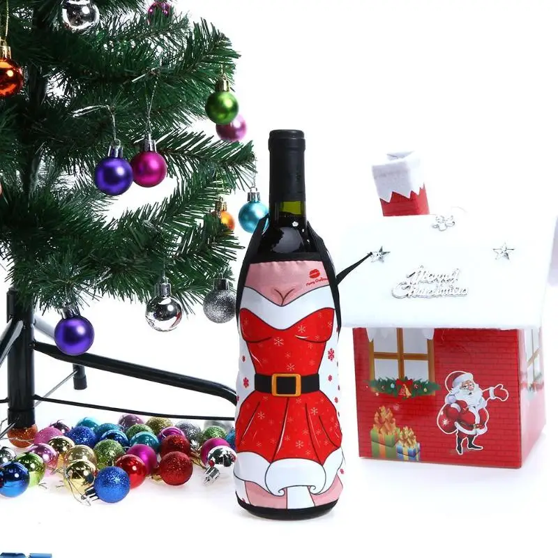Рождественский мини-фартук крышка для бутылки с красным вином бар KTV винный чехол