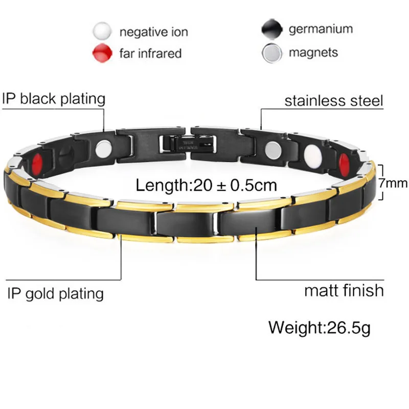 Браслеты магнитные из нержавеющей стали для лечения артрита регулируемые мужчин