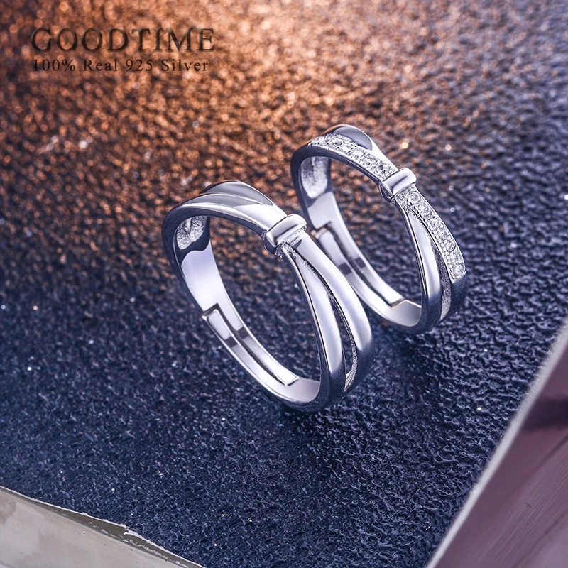 Модные свадебные кольца для пар 100% Настоящее 925 пробы серебряные циркониевое