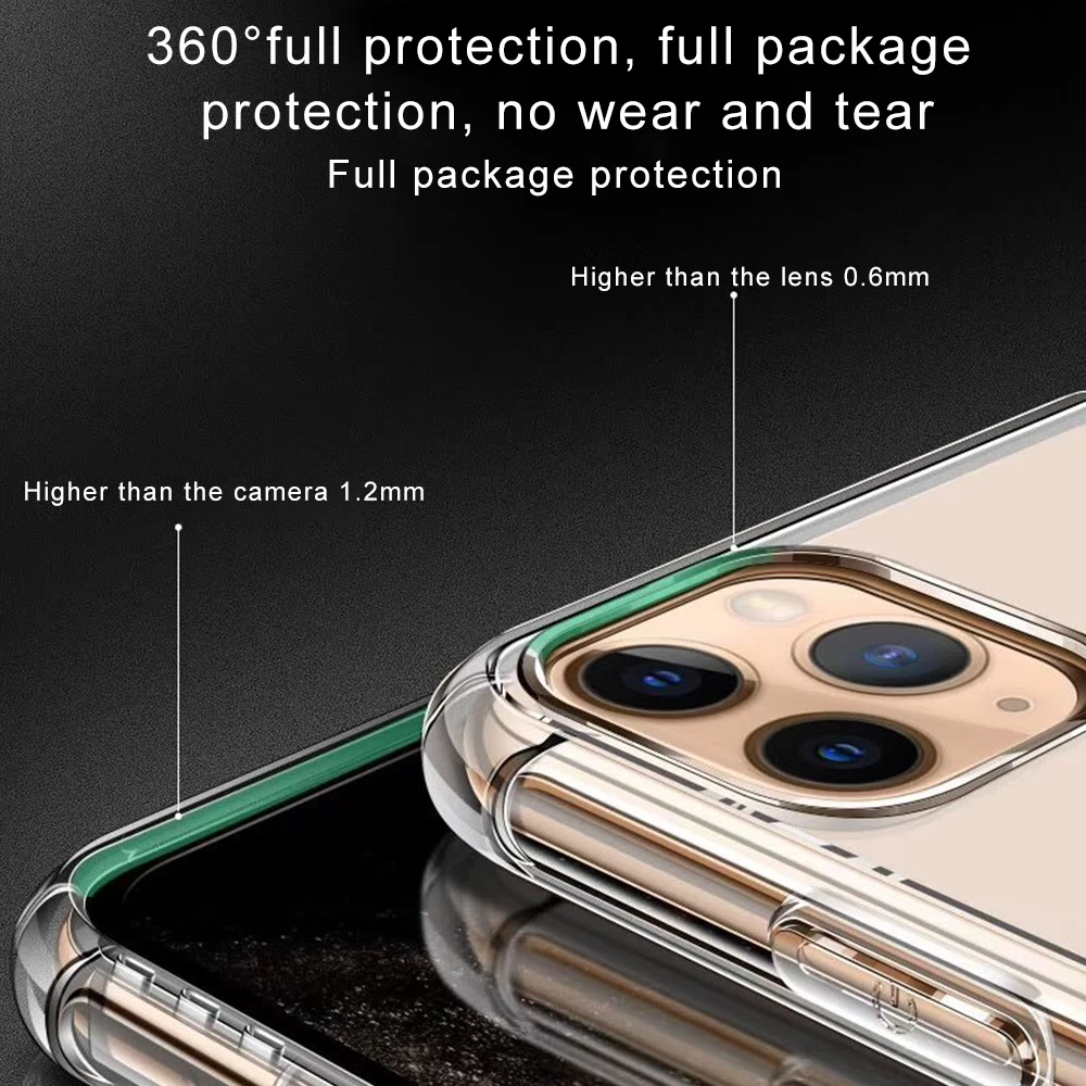 Прозрачный чехол для задней панели телефона IPhone 11 Pro Max Xr Xs X 8 7 Plus 6 6s 360