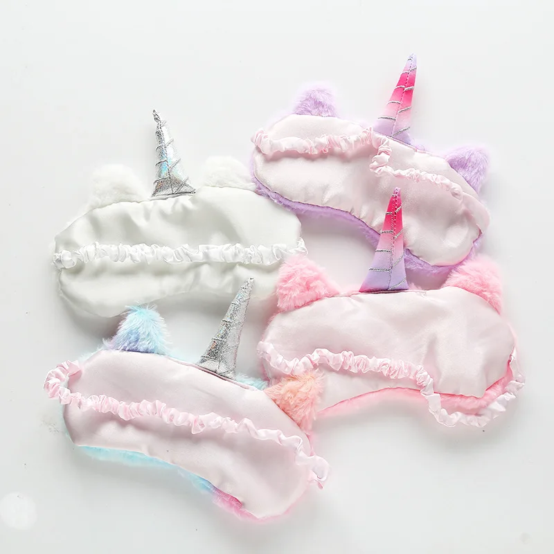 Детская маска для сна глаз с единорогом плюшевая мультяшная 3D повязка на глаза