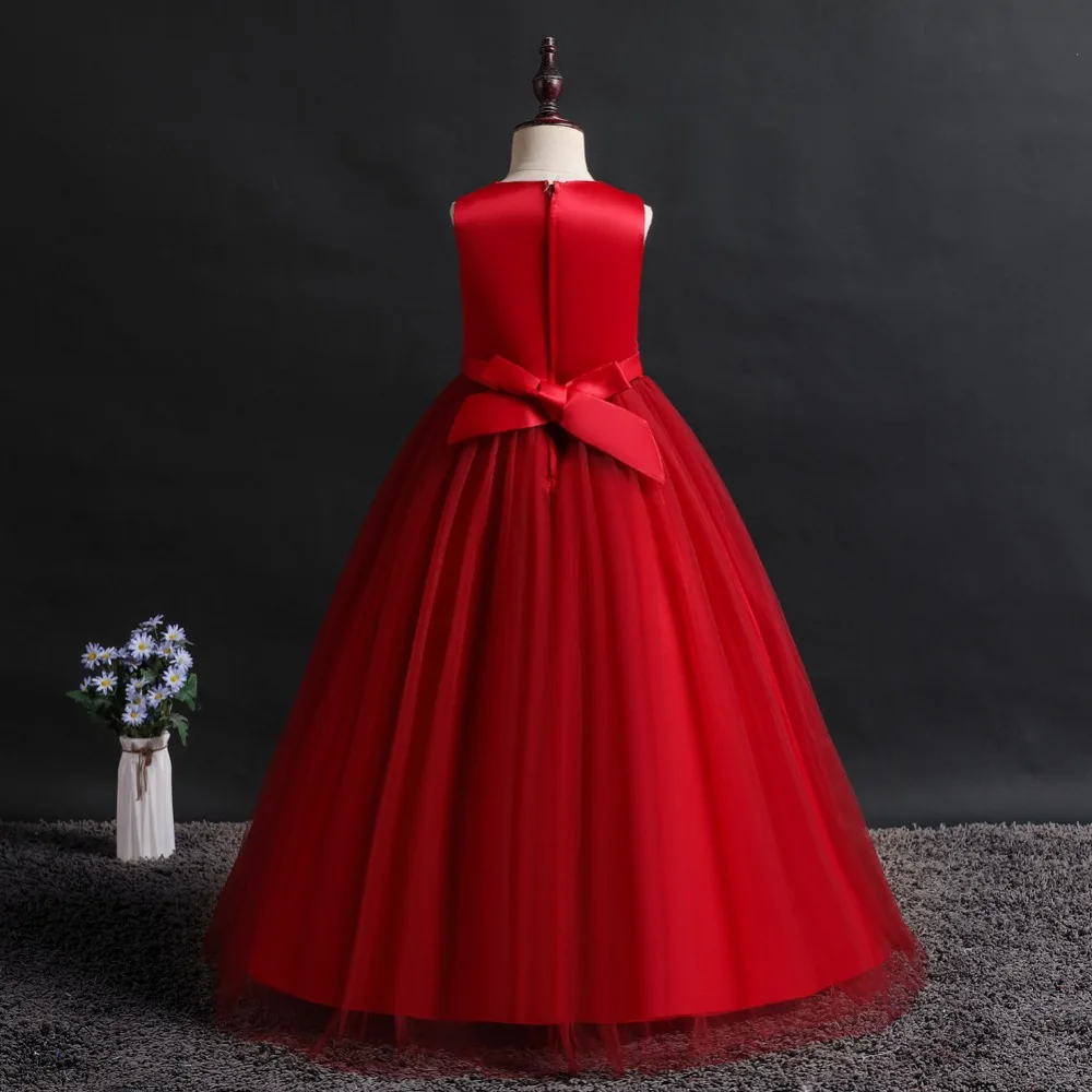 Wedding Party Dress for Girls Lace First feast princess Long Dress New Exchange Dress Ball Beauty Sexy Shoulder Dress