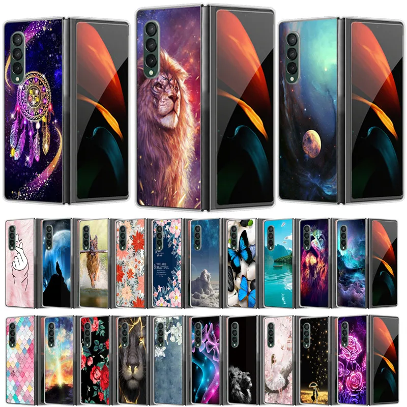 

Phone Case For Samsung Z Fold 3 Cover Popular Plastic Back Funda for Samsung Galaxy Z Fold3 5G Case ZFold3 Fashion Flower 2021