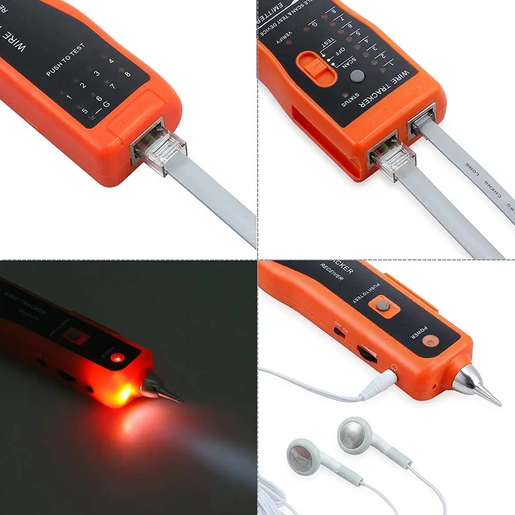 Wire Tracker RJ11 RJ45 Cat5 Cat6 Telephone Wire Tracker Tracer Toner Ethernet LAN Network Cable Tester Detector Line Finder