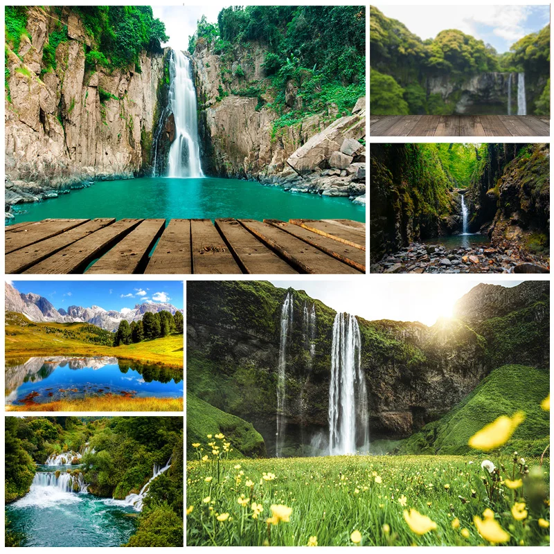 

Vinyl Custom Natural Scenery Waterfall Photography Backgrounds Props Spring Landscape Portrait Photo Backdrops 21110WA-08