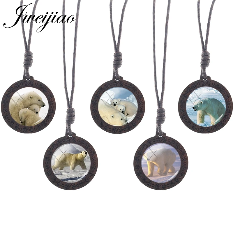 JWEIJIAO большой белый медведь фото винтажная Веревка Цепи Ожерелье круглой формы
