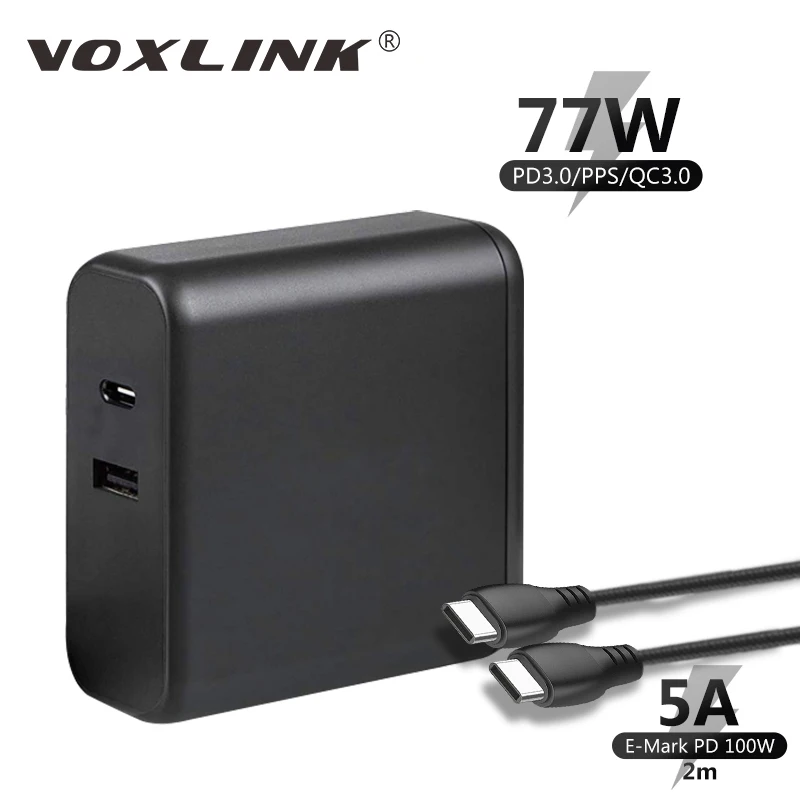 

Сетевое зарядное устройство VOXLINK, 77 Вт, USB 3,0, с кабелем 2 м