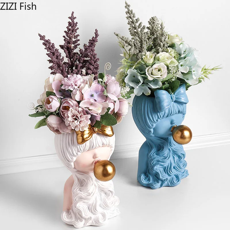 Ваза для цветов украшение дома смоляная портретная статуя ремесла цветочный