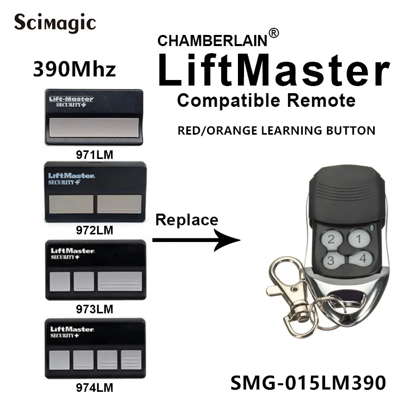 

390 МГц открывателя гаражных дверей четыре кнопки дистанционный ключ для 971LM 972LM 973LM 974LM LiftMaster контроллер