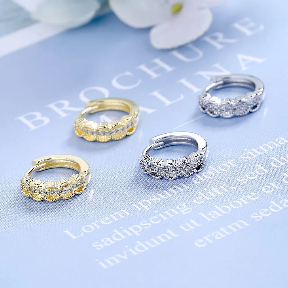 

925 Sterling Silver Crystal Studs Earrings For Women Christmas Party Wedding Jewelry Accessories eh782