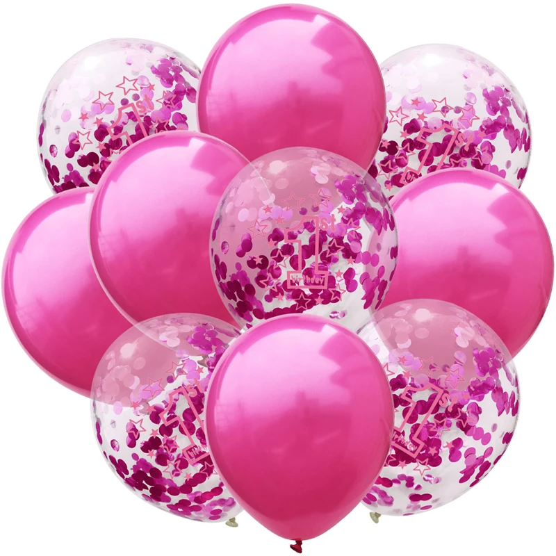 Латексные воздушные шары с конфетти розовые золотые днем рождения набор для