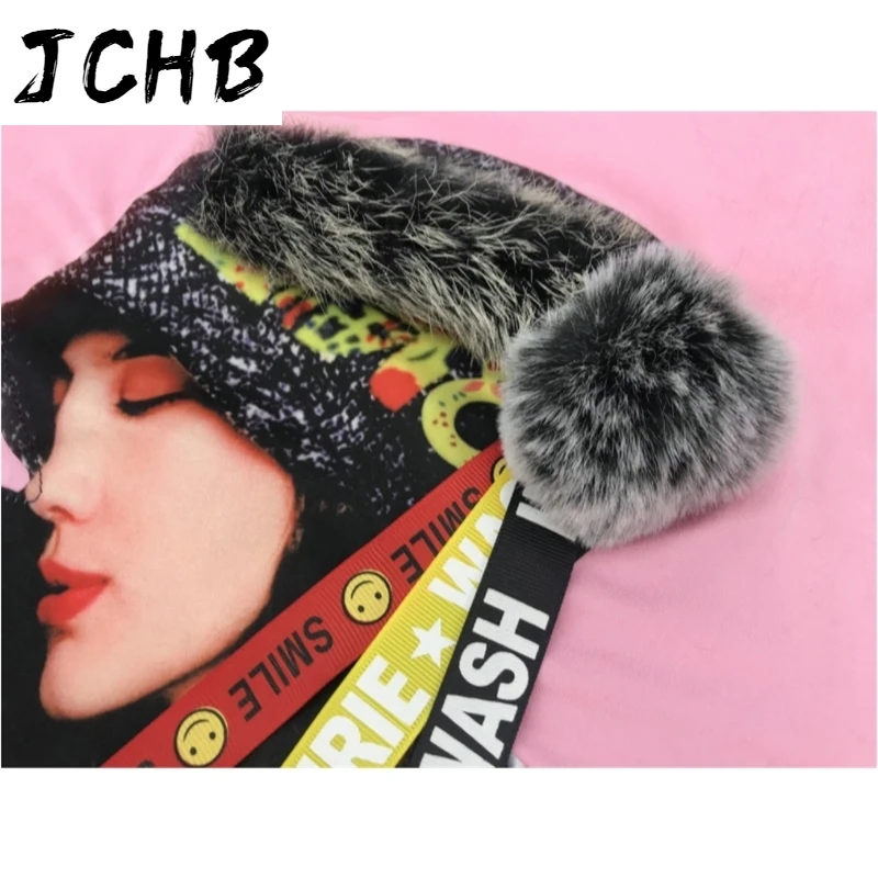 

Stereo 3D Print Pink Black White Women Hoodies Casual Patchwork O Neck Long Sleeve Sweatshirt Tops 2021 Autumn Winter Clothes