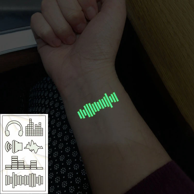 

Hollywood Luminous Tattoo Sticker Headset Speaker Volume Indicator Waterproof Temporary The Body Art Party Tattoo Stickers