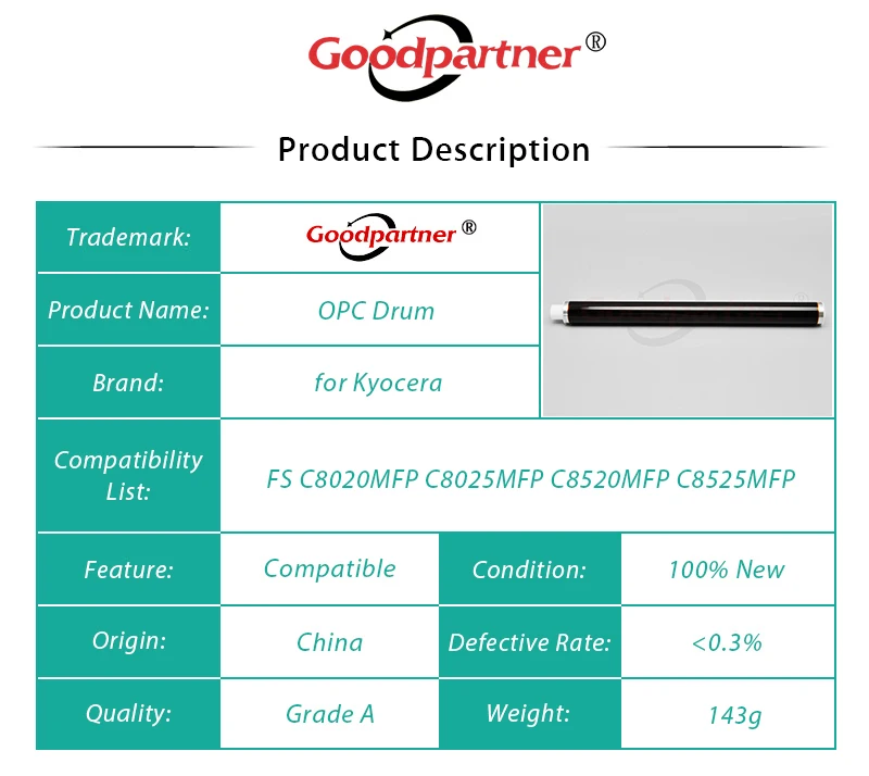 1X DK895 DK896 DK 895 896 8315 8325 OPC барабан для Kyocera FS C8020 C8025 C8520 C8525 TASKalfa 205c 255c 206ci 256ci 2550ci 2551ci |