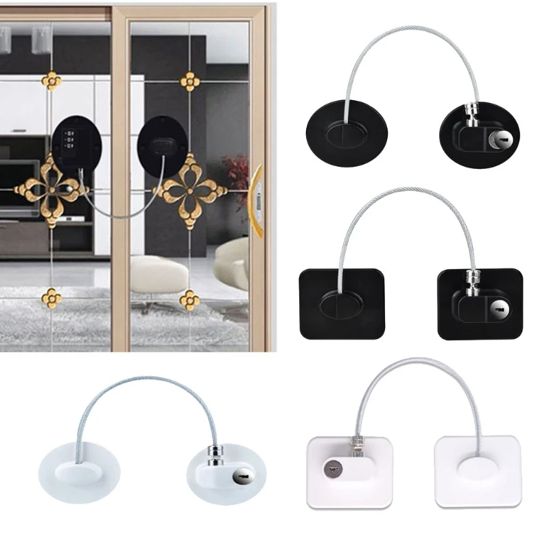 Ventana de bloqueo de seguridad para ni&ntilde;os, l&iacute;mite de bloqueo de puerta de refrigerador de seguridad para ni&ntilde;os con dispositivo Protector de llave adhesivo-2