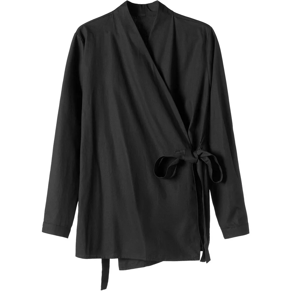 Новинка 2020 Харадзюку черное пальто Женская Готическая мода на шнуровке